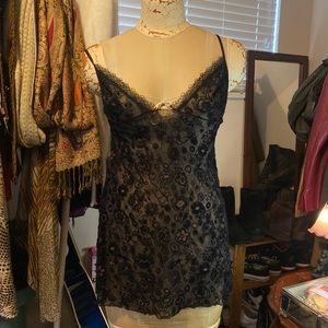 Vintage sheer flower print cami dress/top